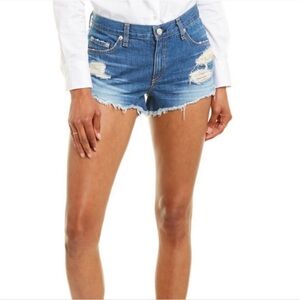 Rag & Bone JEAN Woodie Distressed Cutoff Denim Shorts Freeport 26 Classic Y2K